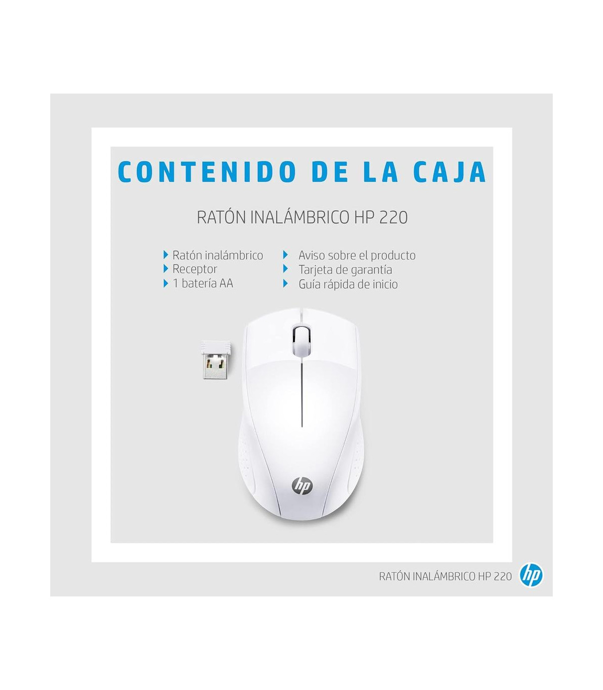 Raton inalambrico hp optico wireless 220 -  hasta 1600dpi -  blanco nieve