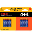 Blister pilas kodak alcalina max aaa lr3 blister 4+4