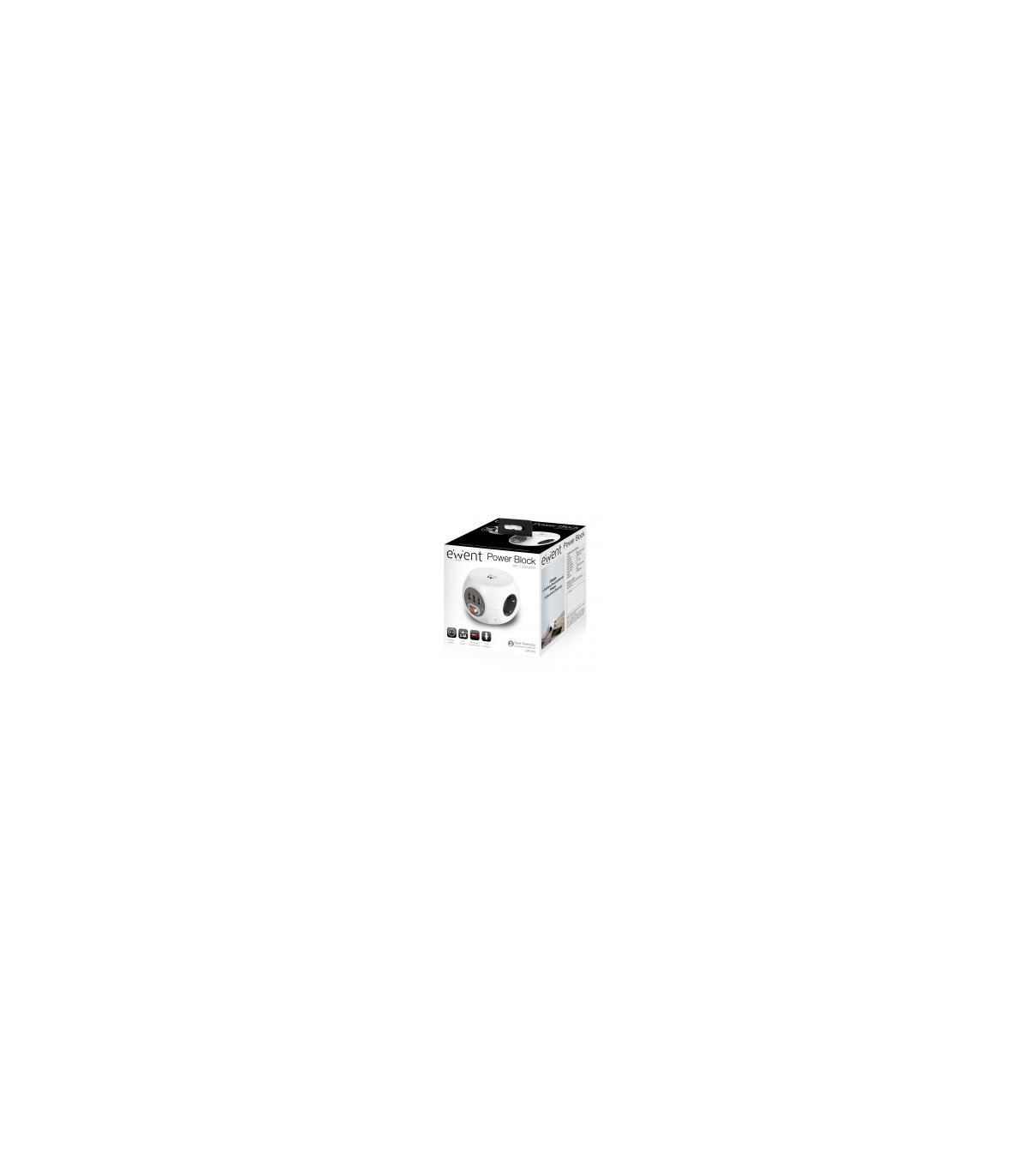 Regleta cubica ewent ew3939 3 tomas shucko -  3 puertos usb -  1.5m