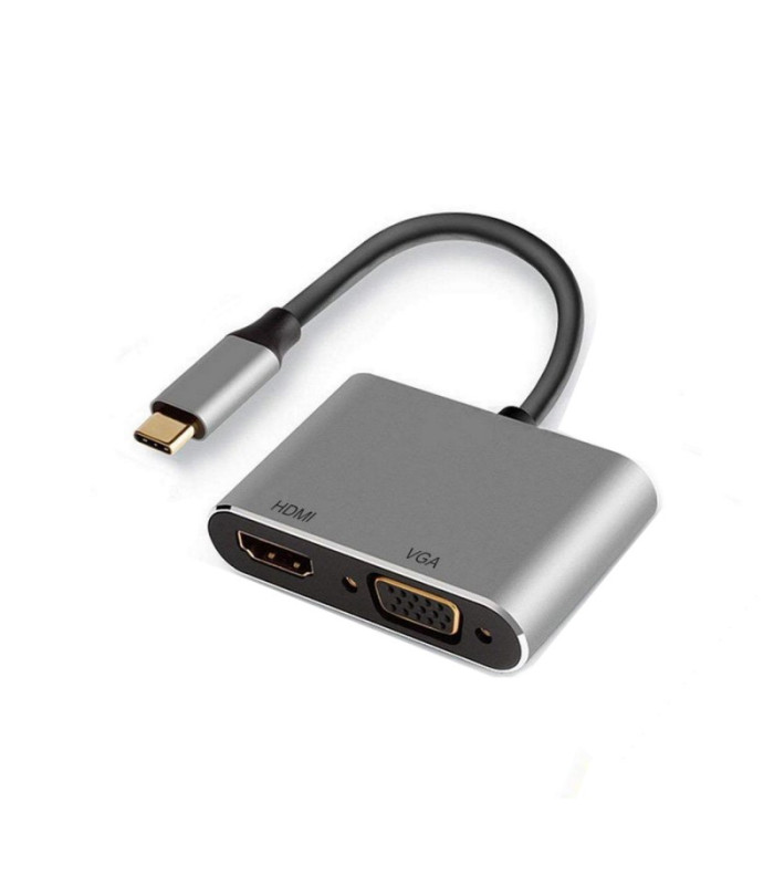 Adaptador ewent usb tipo c a hdmi 4k  y vga 15cm - macho -  hembra