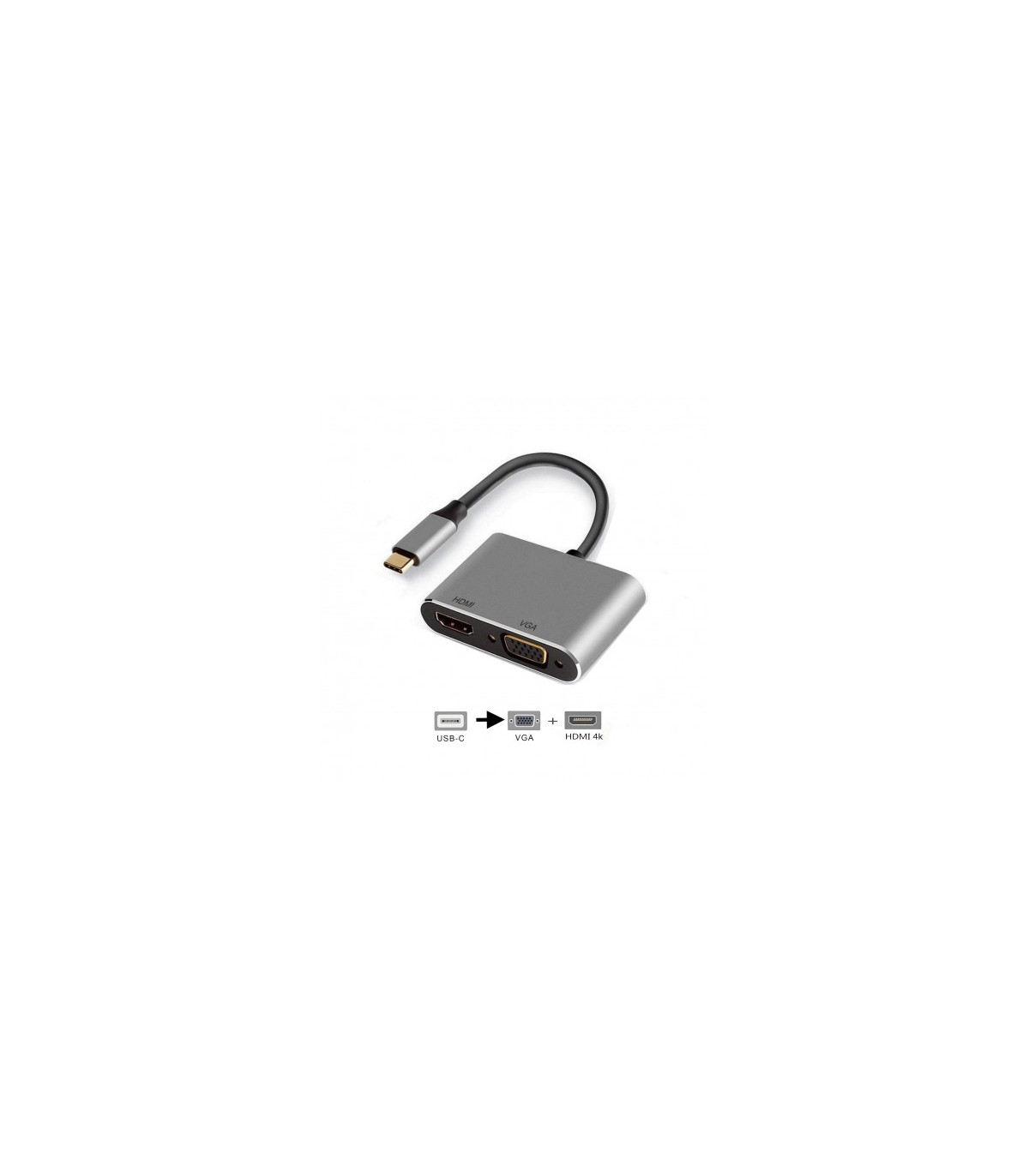 Adaptador ewent usb tipo c a hdmi 4k  y vga 15cm - macho -  hembra
