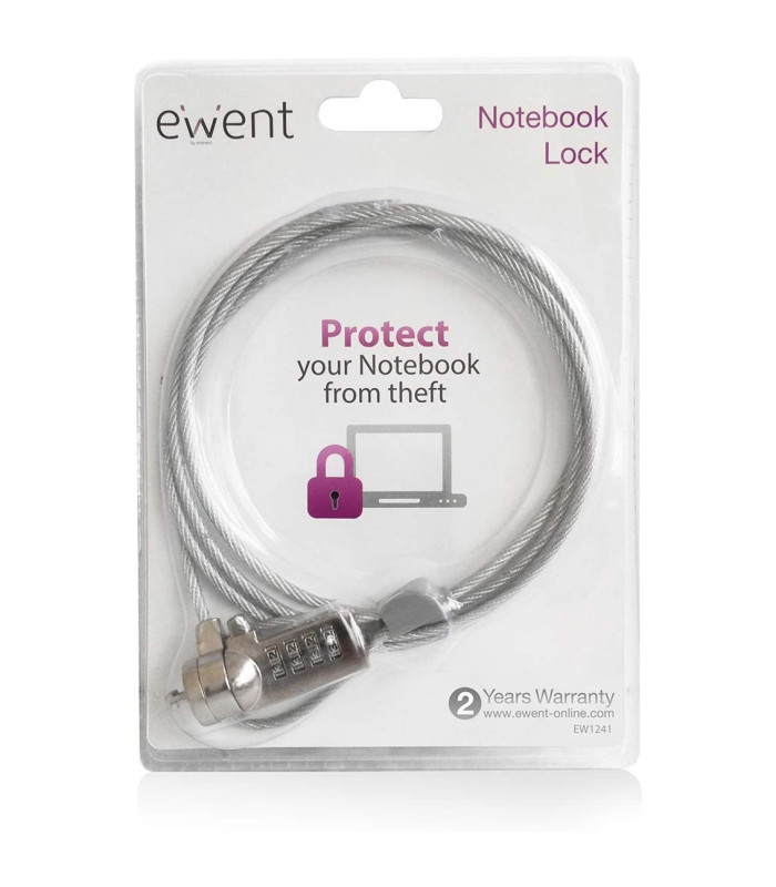 Cable de seguridad ewent para portatil -  kesington combinacion de numeros 4 digitos -  1.5m