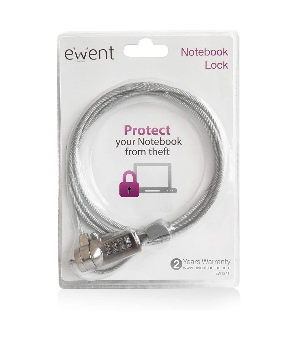 Cable de seguridad ewent para portatil -  kesington combinacion de numeros 4 digitos -  1.5m