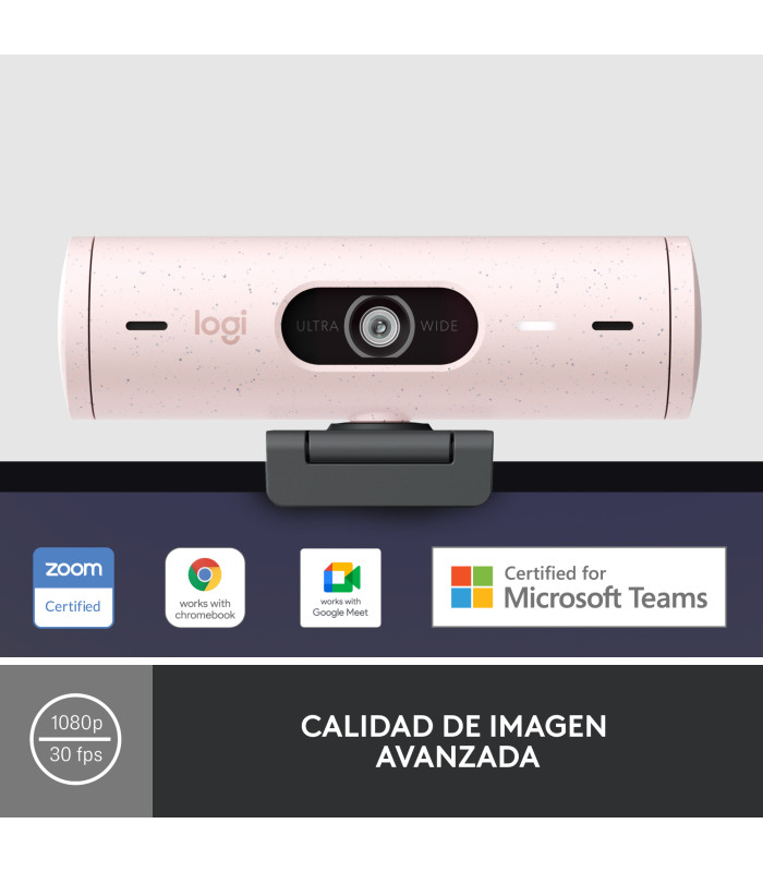 Webcam logitech brio 500 rosa full hd -  usb tipo c