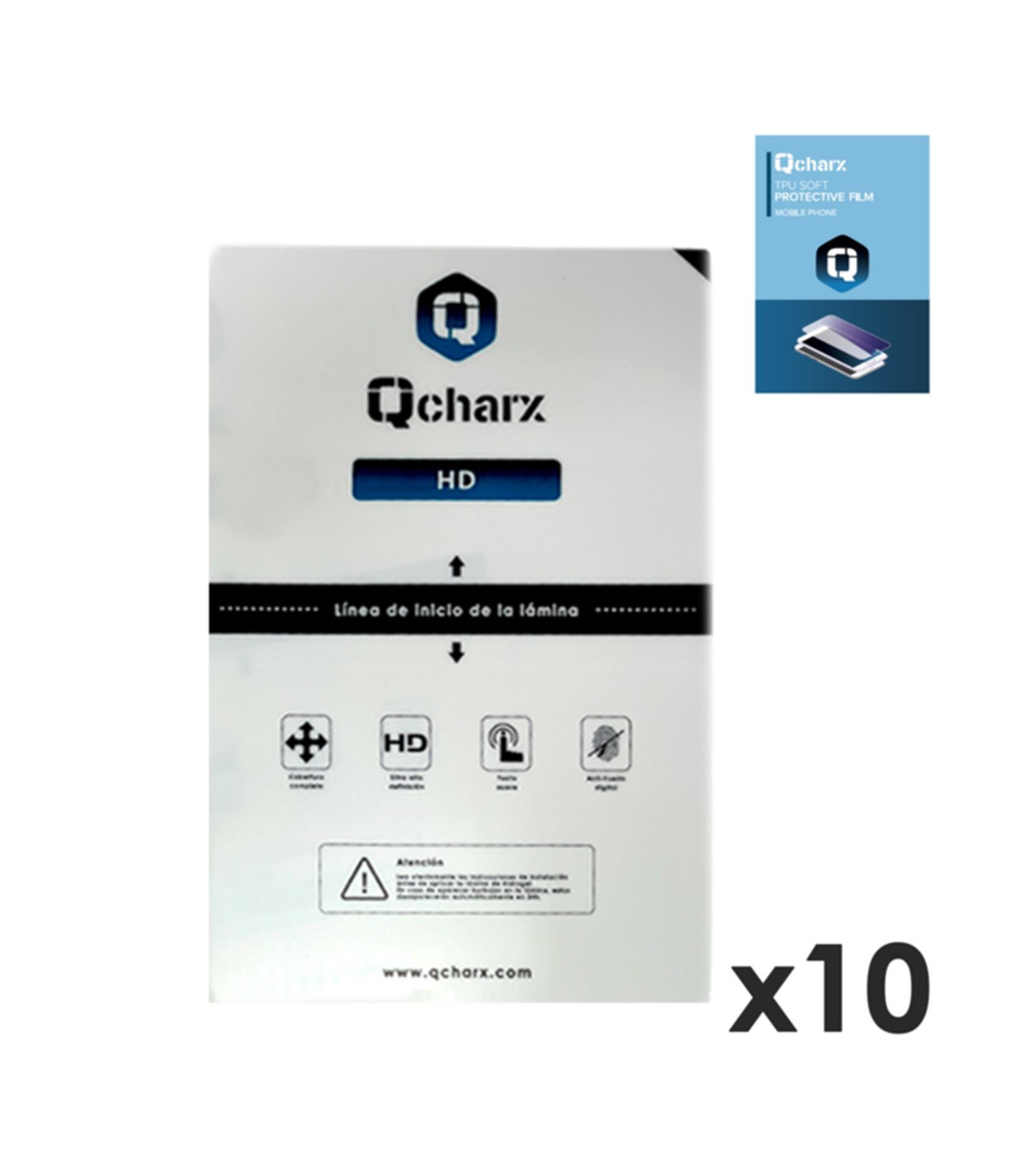 Laminas de proteccion frontales para tablet qcharx hidrogel hd  qx1 10 unidades