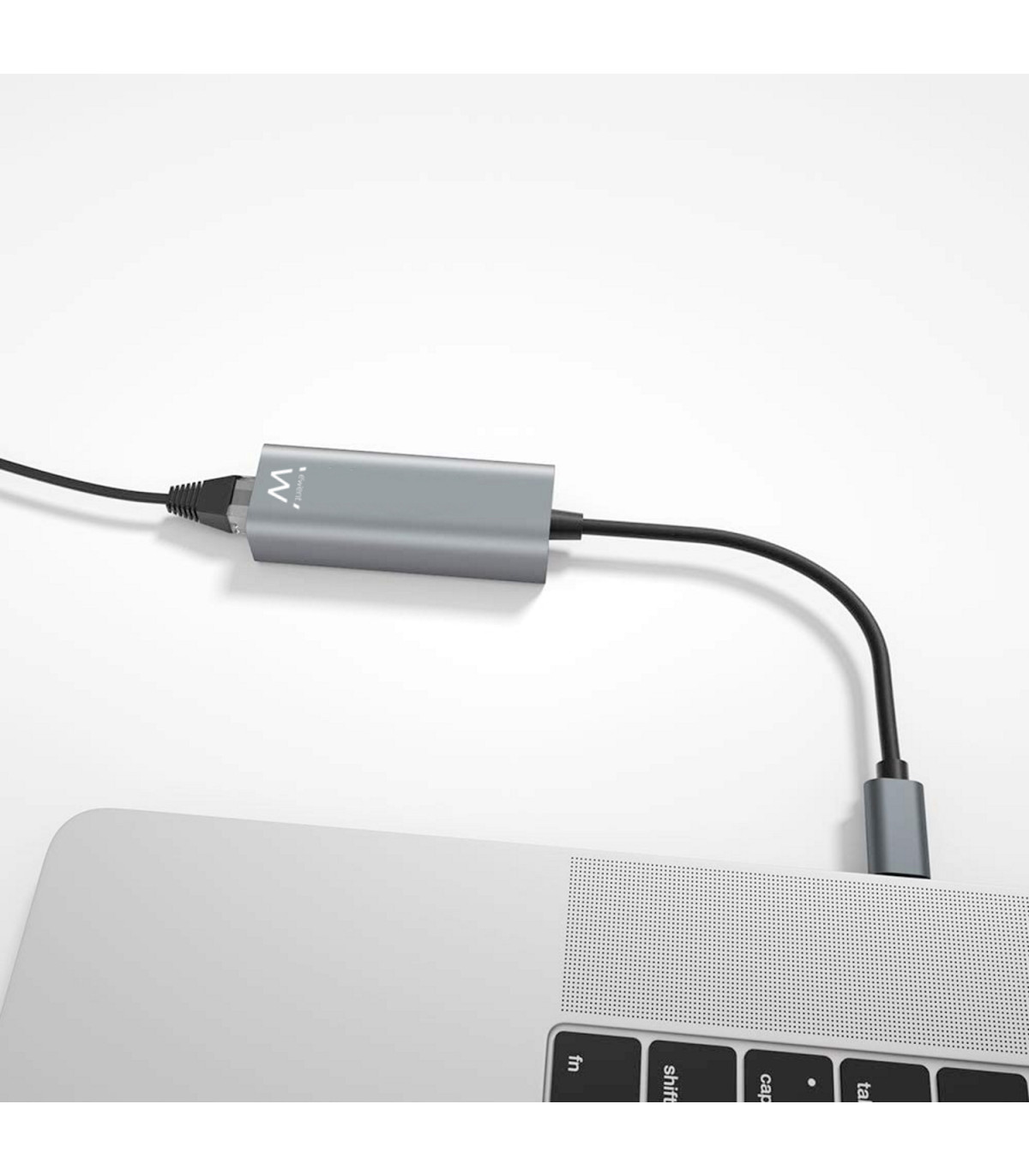Adaptador de red ewent usb tipo c macho a rj45 hembra gris