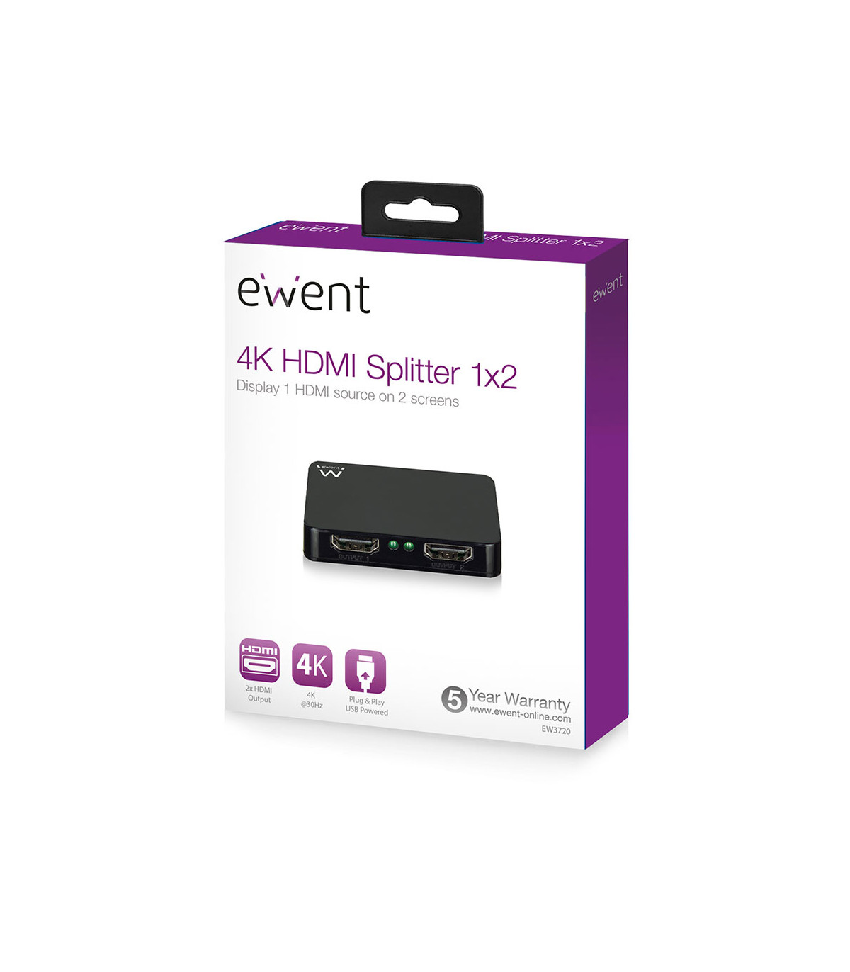 Splitter 4k hdmi 1 x 2 ewent ew3720
