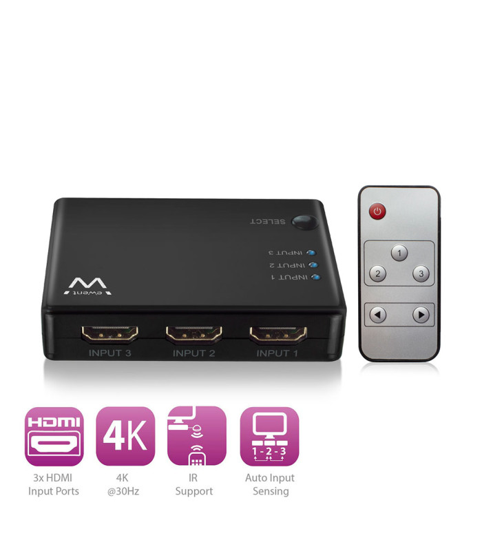 Switch hdmi ewent ew3730 4k 3 x 1