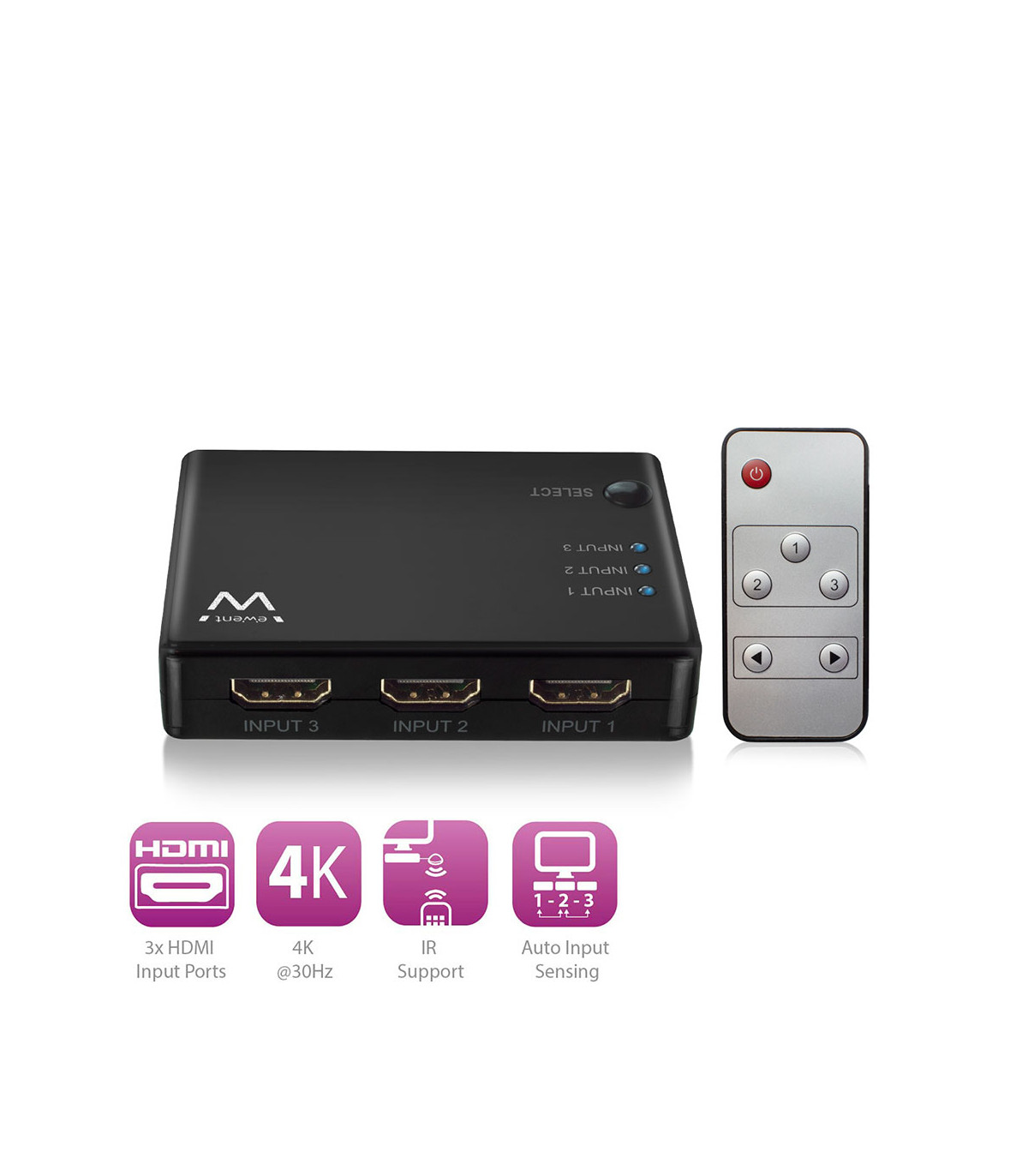 Switch hdmi ewent ew3730 4k 3 x 1