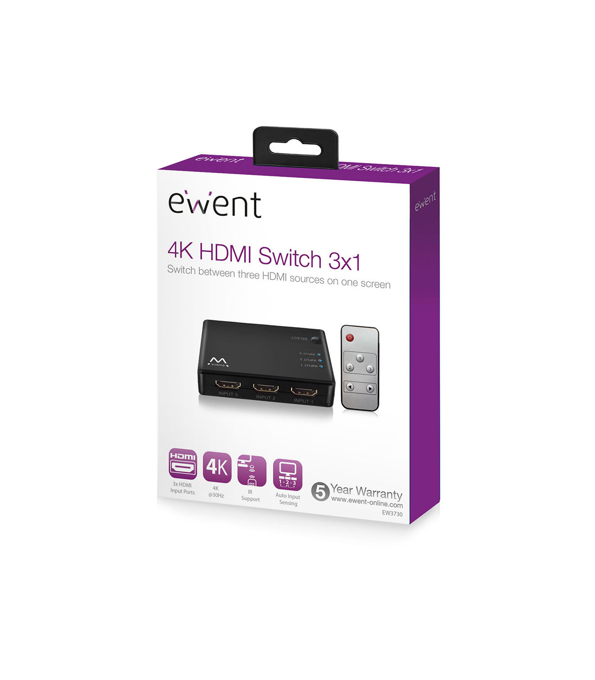 Switch hdmi ewent ew3730 4k 3 x 1