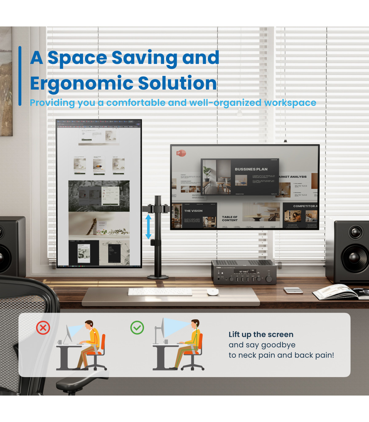 Soporte de mesa ewent ew1512 para 2 monitores 13 pulgadas - 32 pulgadas carga maxima 16kg