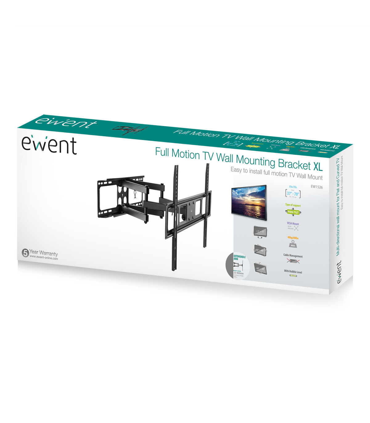 Soporte de pared multidireccional ewent ew1526 para tv 37 pulgadas - 70 pulgadas