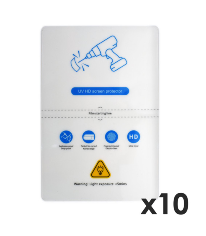 Laminas de fijacion qcharx hidrogel hd hibrida mediante ultravioleta uv pack 10 ud para qx1