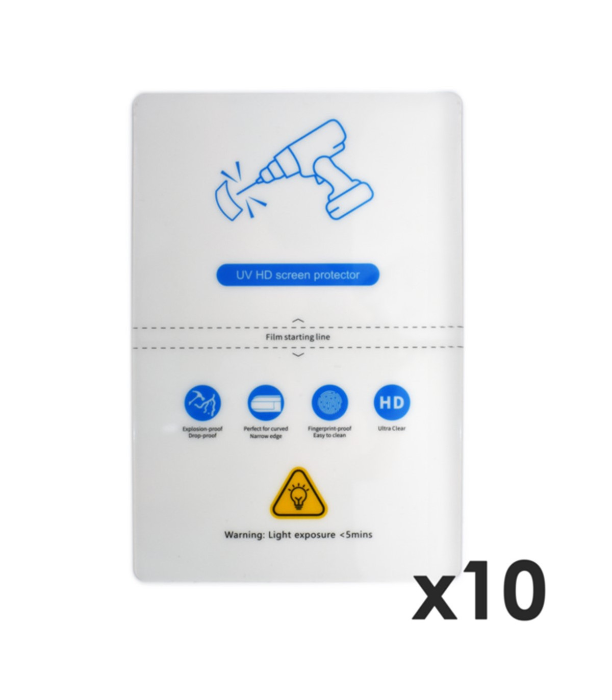 Laminas de fijacion qcharx hidrogel hd hibrida mediante ultravioleta uv pack 10 ud para qx1