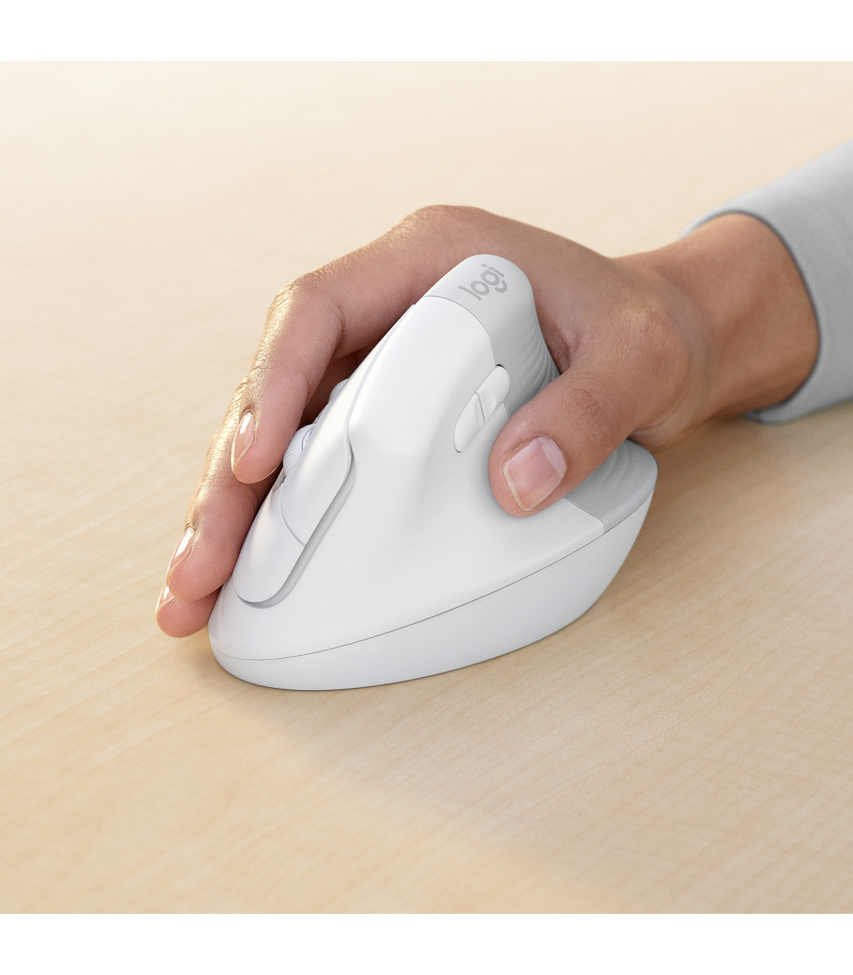 Mouse raton vertical logitech lift for business 6 botones 4000 dpi wireless inalambrico blanco hueso