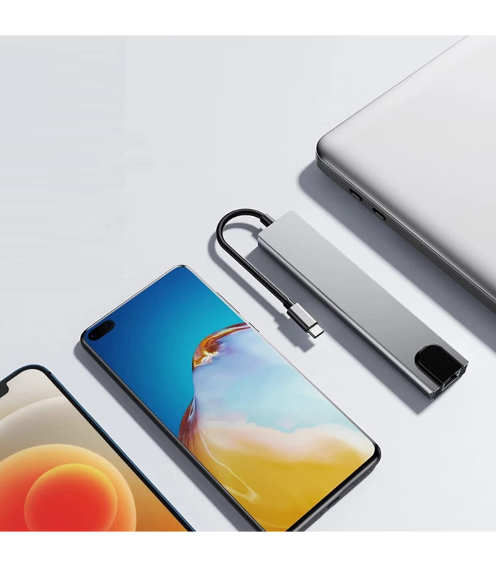 Docking station usb tipo c ewent ew1146 8 en 1 87w - hdmi 4k - 1 x usb tipo c pd - 1 x usb tipo c - 2 x usb tipo a - rj45 - lect