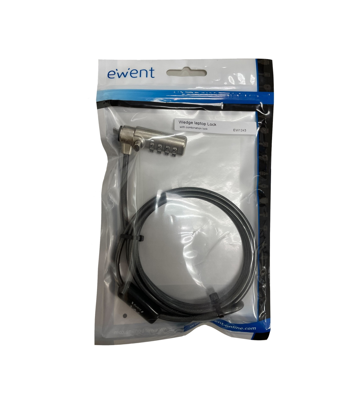 Cable de seguridad con candado ewent ew1243 para portatil con combinacion de numeros