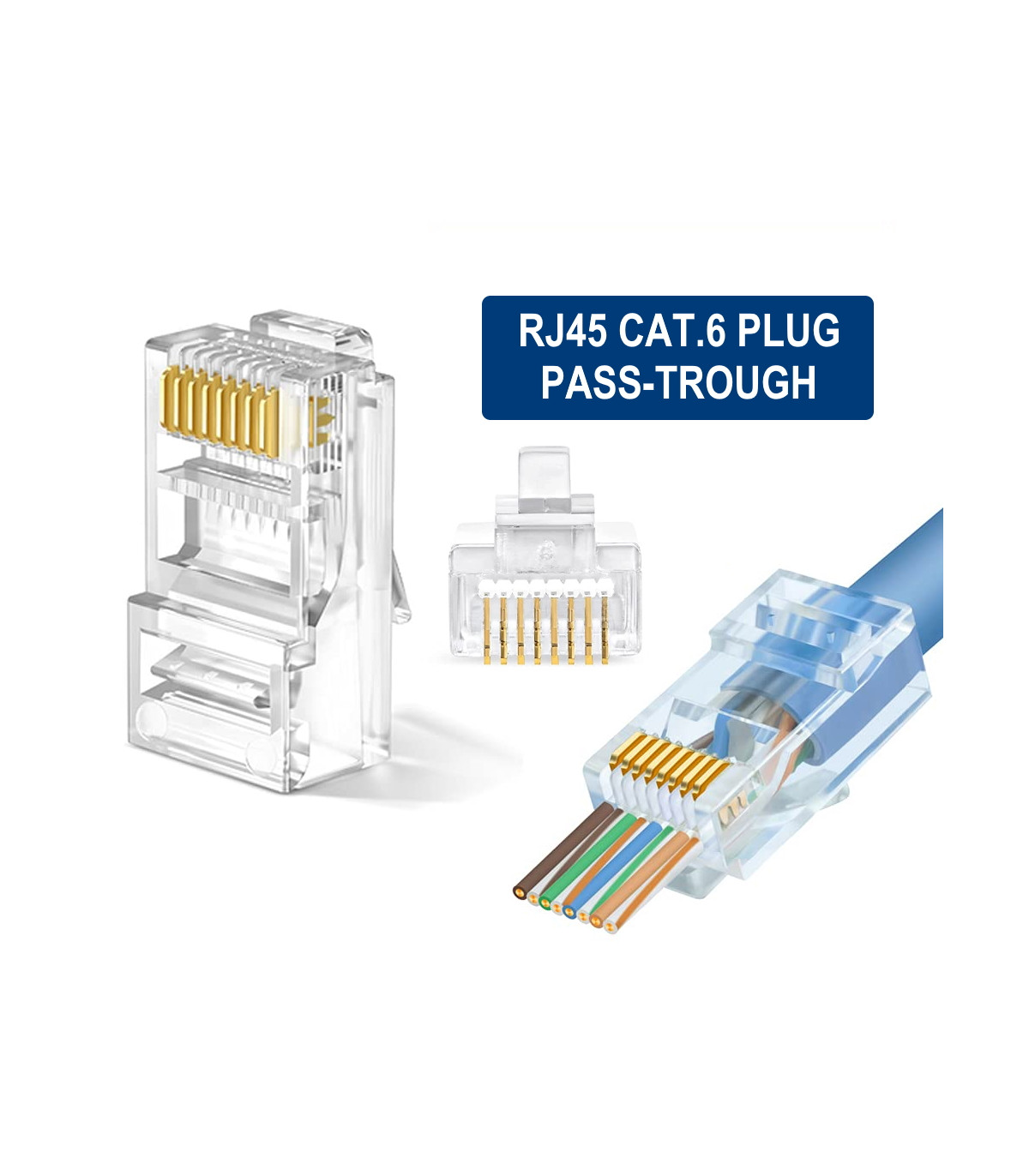 Conector rj45 ewent easyconnect im1206 cat.6 u - utp para cable redondo 100 unidades