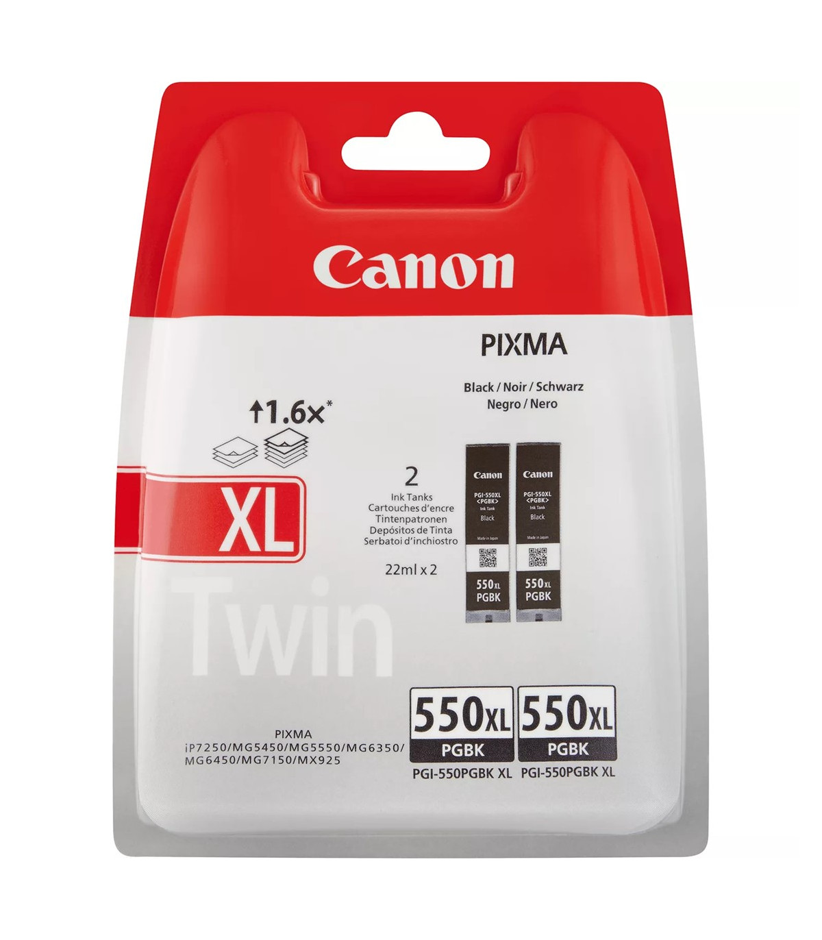 Pack cartucho tinta canon pgi - 550xl negro 2 uds