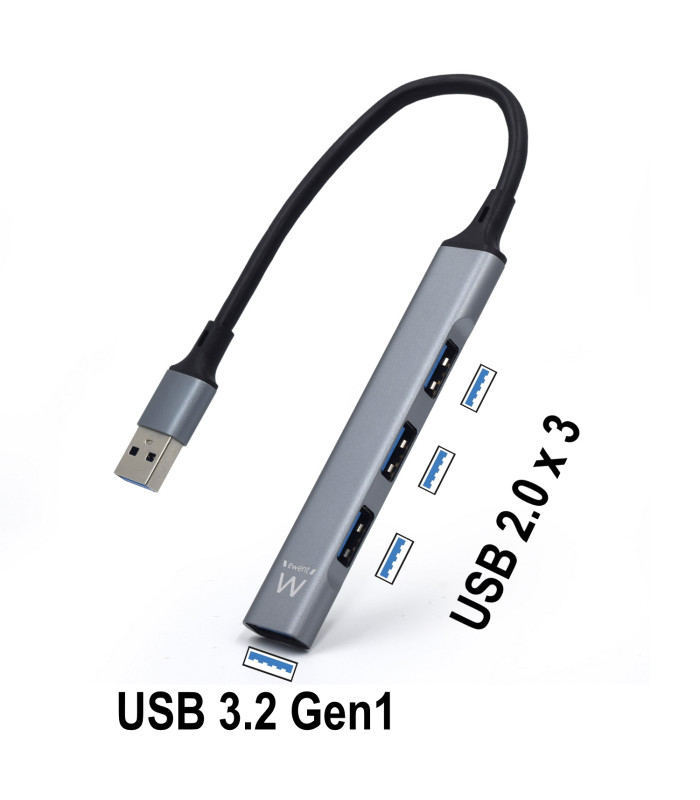 Hub slim ewent 4 puertos usb + entrada y salida - usb tipo a