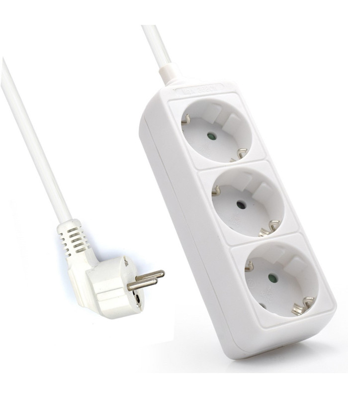 Regleta ewent 3 tomas shucko y 1.5 metros de cable blanco