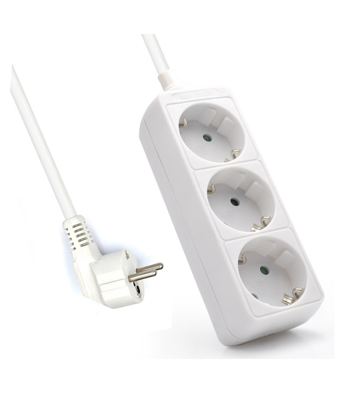 Regleta ewent 3 tomas shucko y 1.5 metros de cable blanco