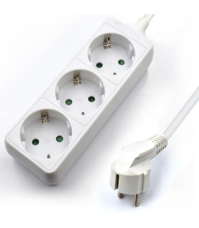 Regleta ewent 3 tomas shucko y 1.5 metros de cable blanco