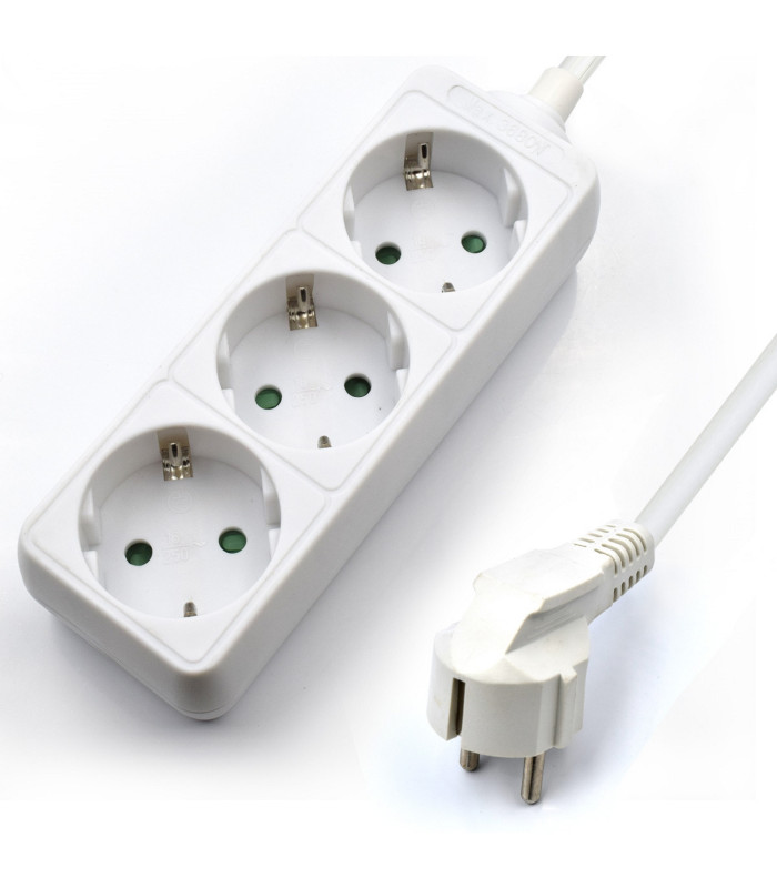 Regleta ewent 3 tomas shucko y 1.5 metros de cable blanco