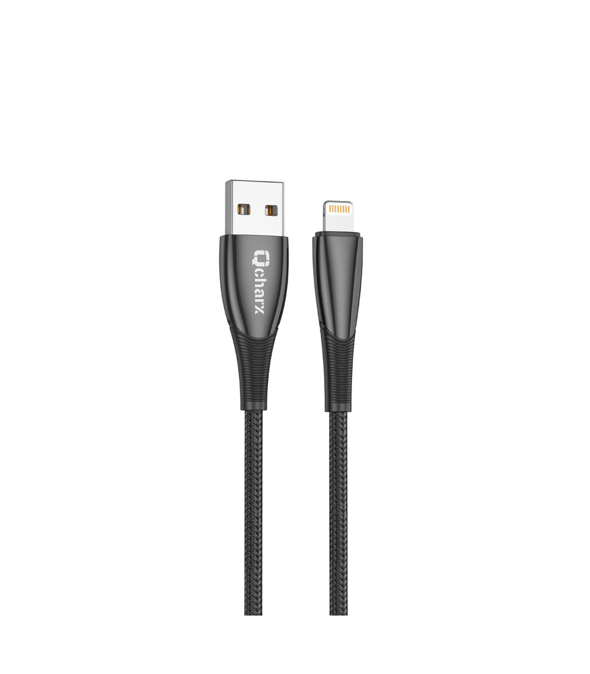Cable qcharx berlin usb a lightning 3a - 1 m - zinc negro cordon grueso tacto suave