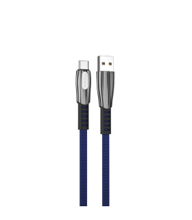 Cable qcharx florence usb a tipo c  3a - 1 m - zinc azul cordón plano premium