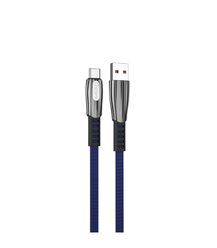 Cable qcharx florence usb a tipo c  3a - 1 m - zinc azul cordón plano premium