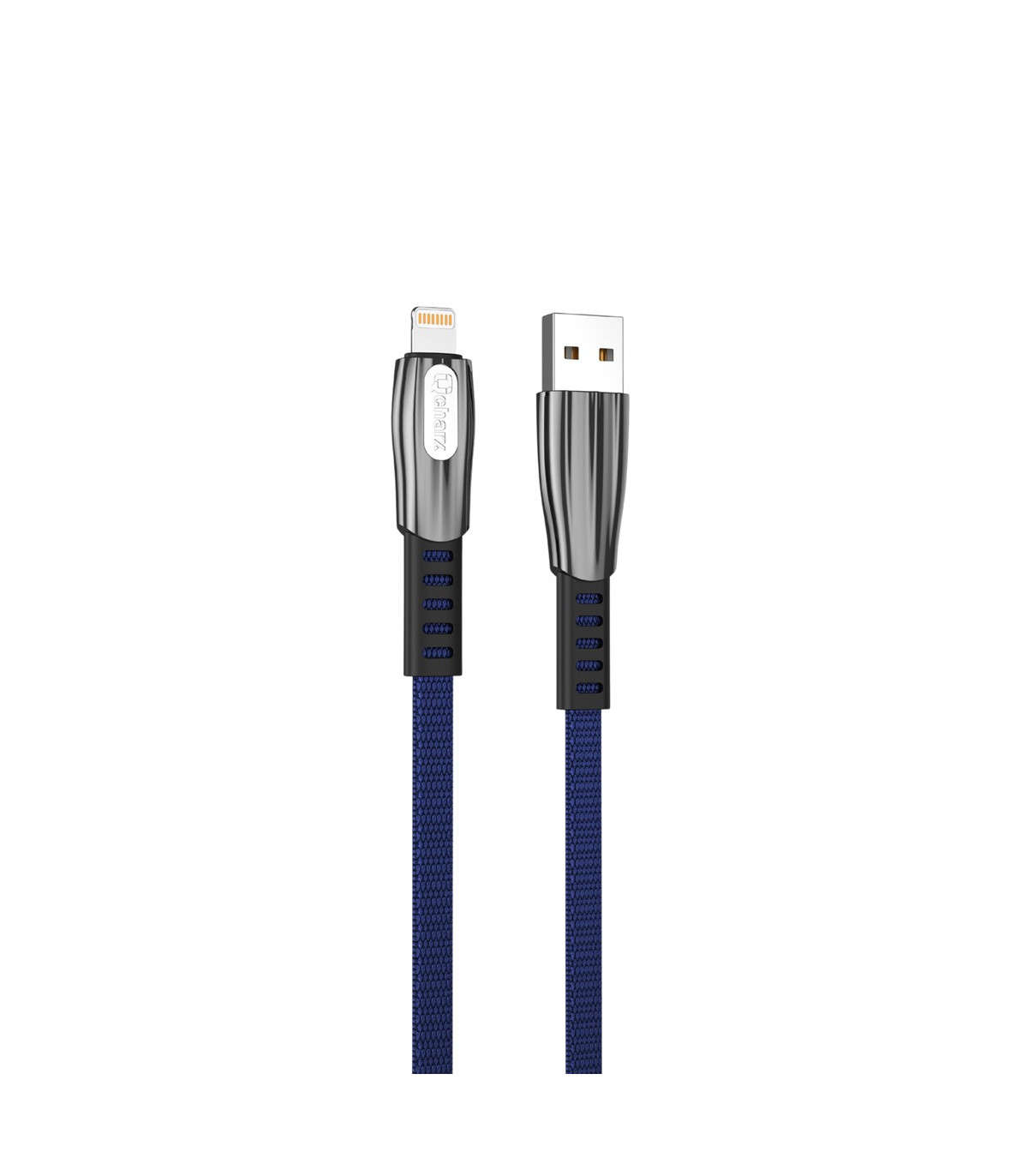 Cable qcharx florence usb a lightning 3a - 1 m - zinc azul cordón plano premium