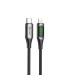 Cable qcharx mallorca tipo c a lightning 3a 20w - 1 m - aleación aluminio negro  cable tela digital display