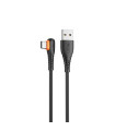 Cable qcharx london usb a tipo c 3a - 1 m - pvc negro acodado