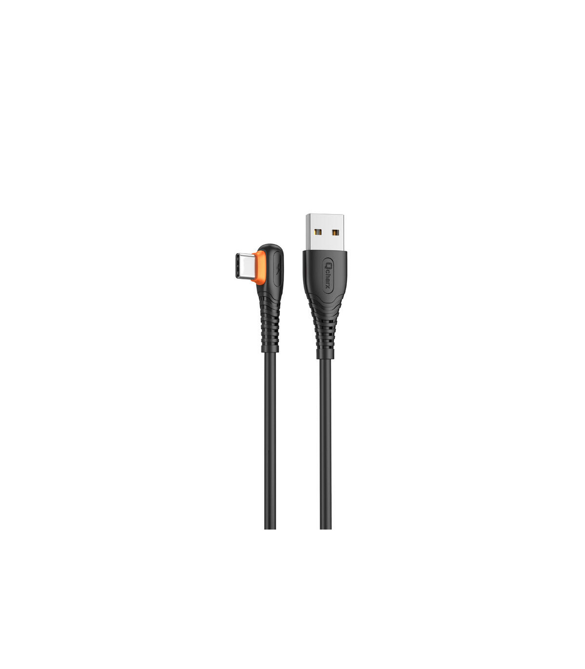 Cable qcharx london usb a tipo c 3a - 1 m - pvc negro acodado