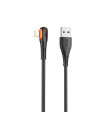 Cable qcharx london usb a lightning 3a - 1 m - pvc negro acodado