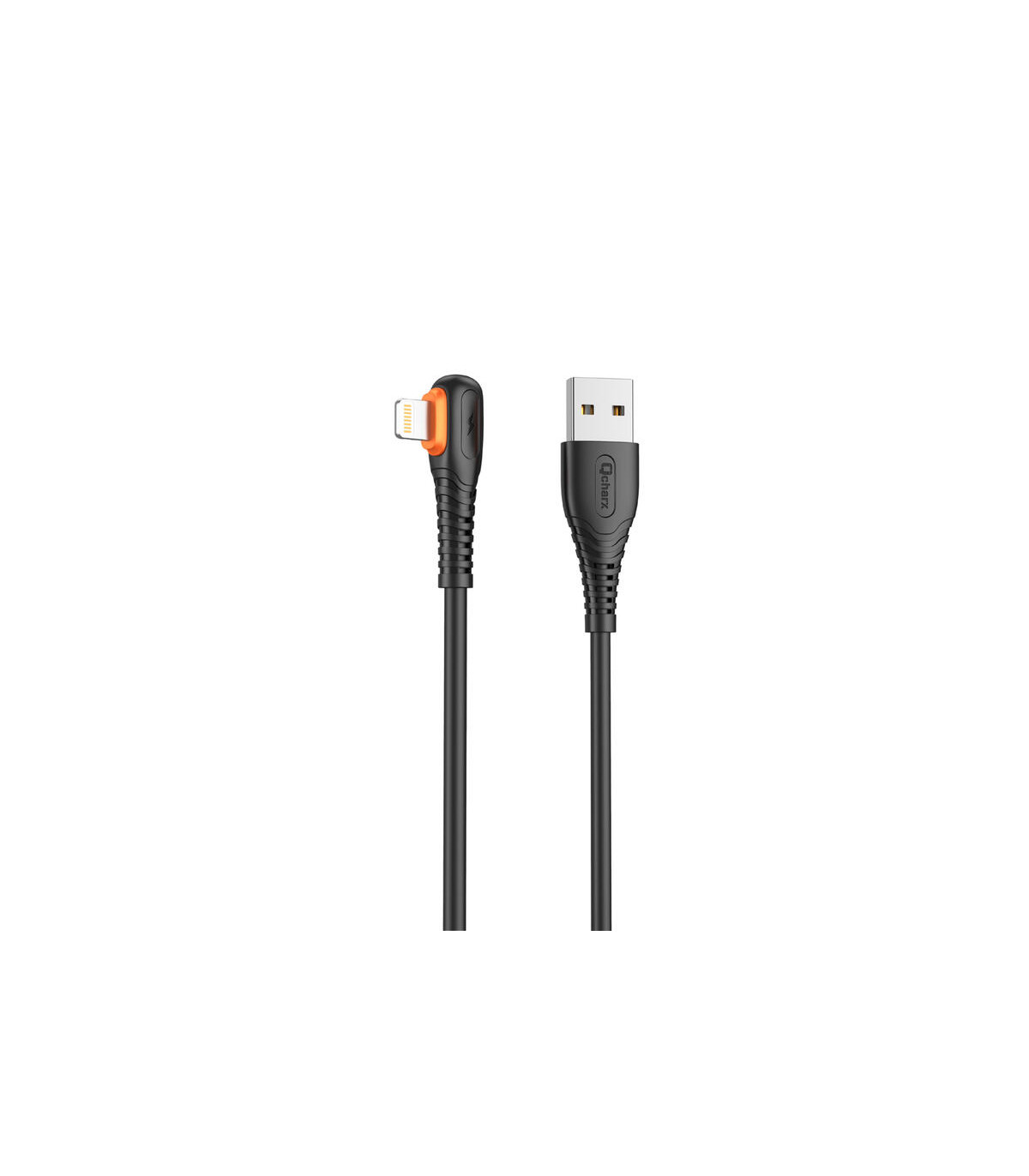 Cable qcharx london usb a lightning 3a - 1 m - pvc negro acodado