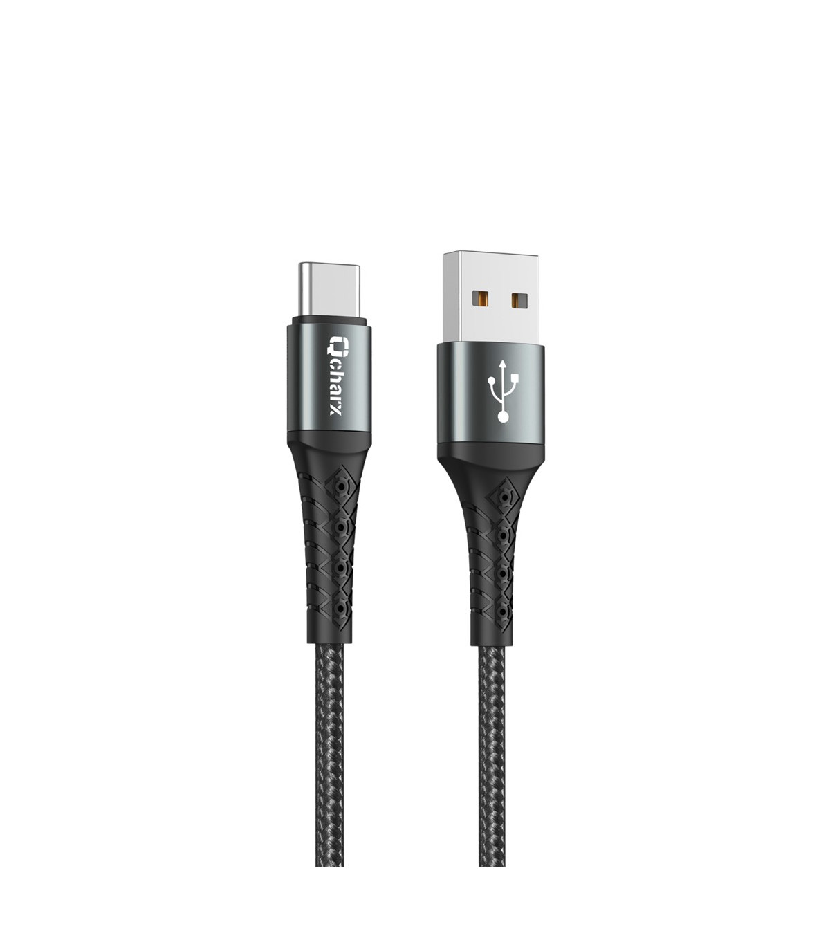 Cable qcharx lyon usb a tipo c 3a - 1 m - aleación de aluminio negro cordon metálico