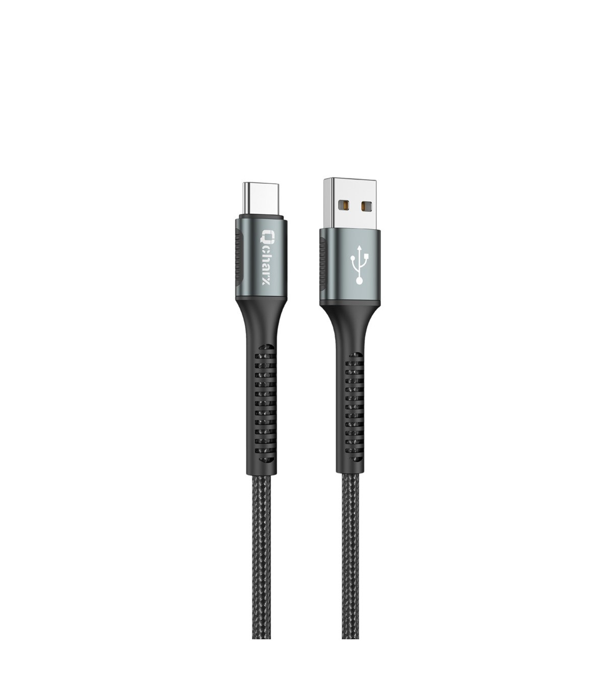 Cable qcharx prague usb a tipo c 3a - 1 m - aleación de aluminio negro cordón de tela suave
