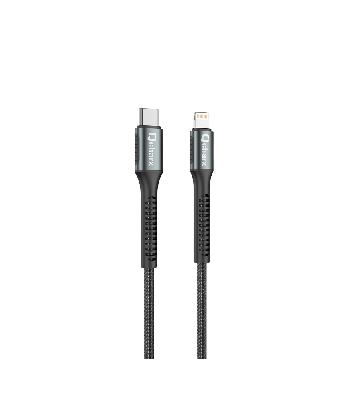 Cable qcharx prague tipo c a lightning 3a 20w - 1 m - aleación de aluminio negro cable trenzado suave