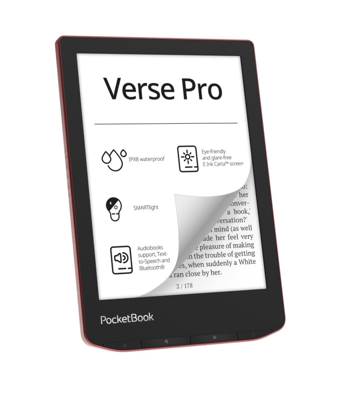 Libro electronico ebook pocketbook verse pro ereader 6 pulgadas 16 gb rojo - passion red
