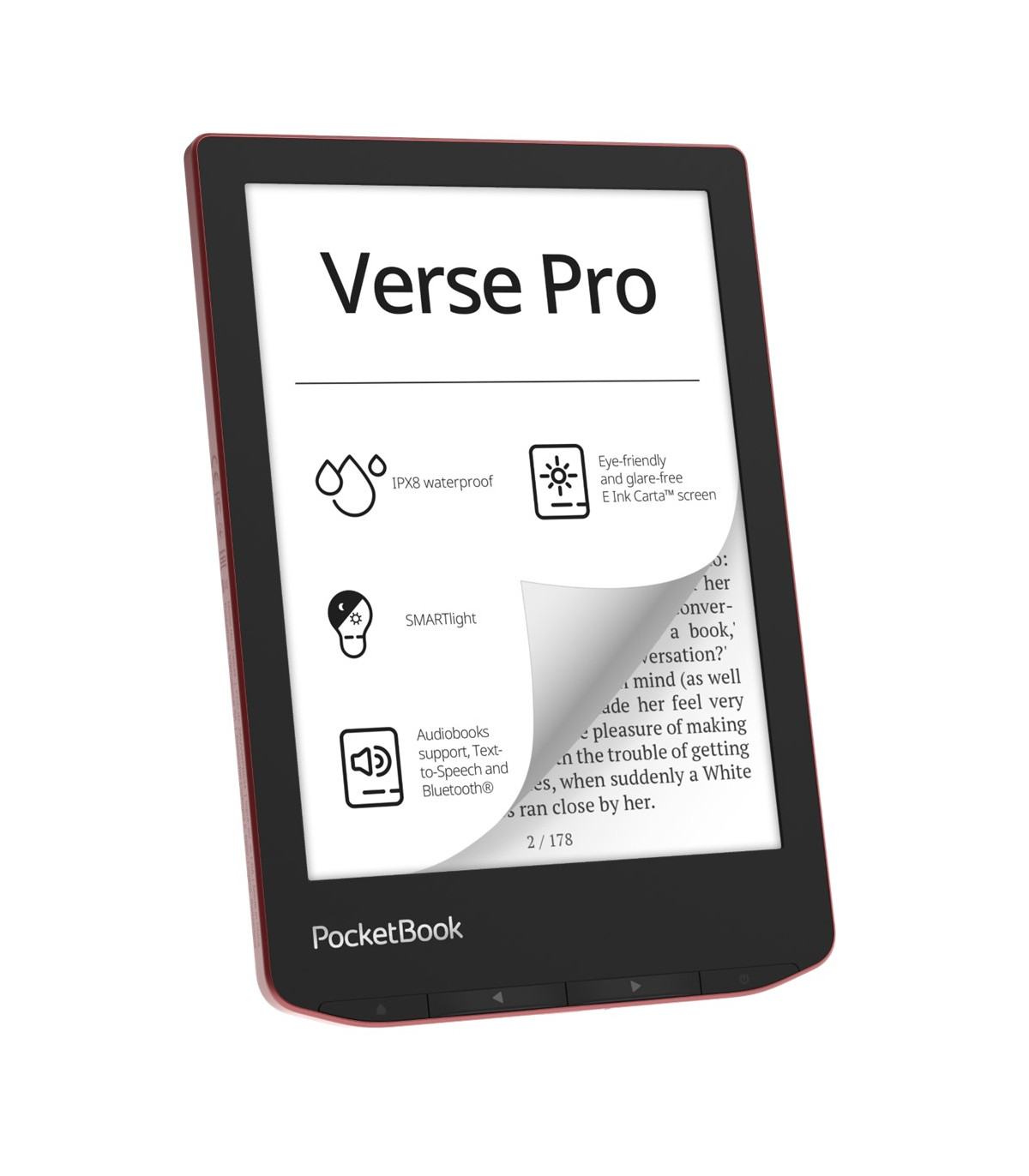 Libro electronico ebook pocketbook verse pro ereader 6 pulgadas 16 gb rojo - passion red