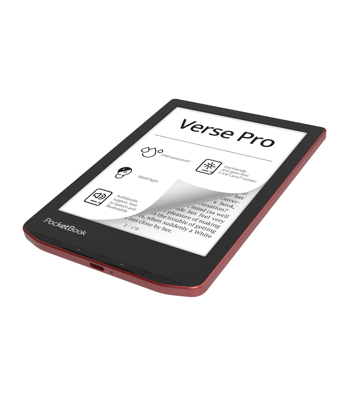 Libro electronico ebook pocketbook verse pro ereader 6 pulgadas 16 gb rojo - passion red