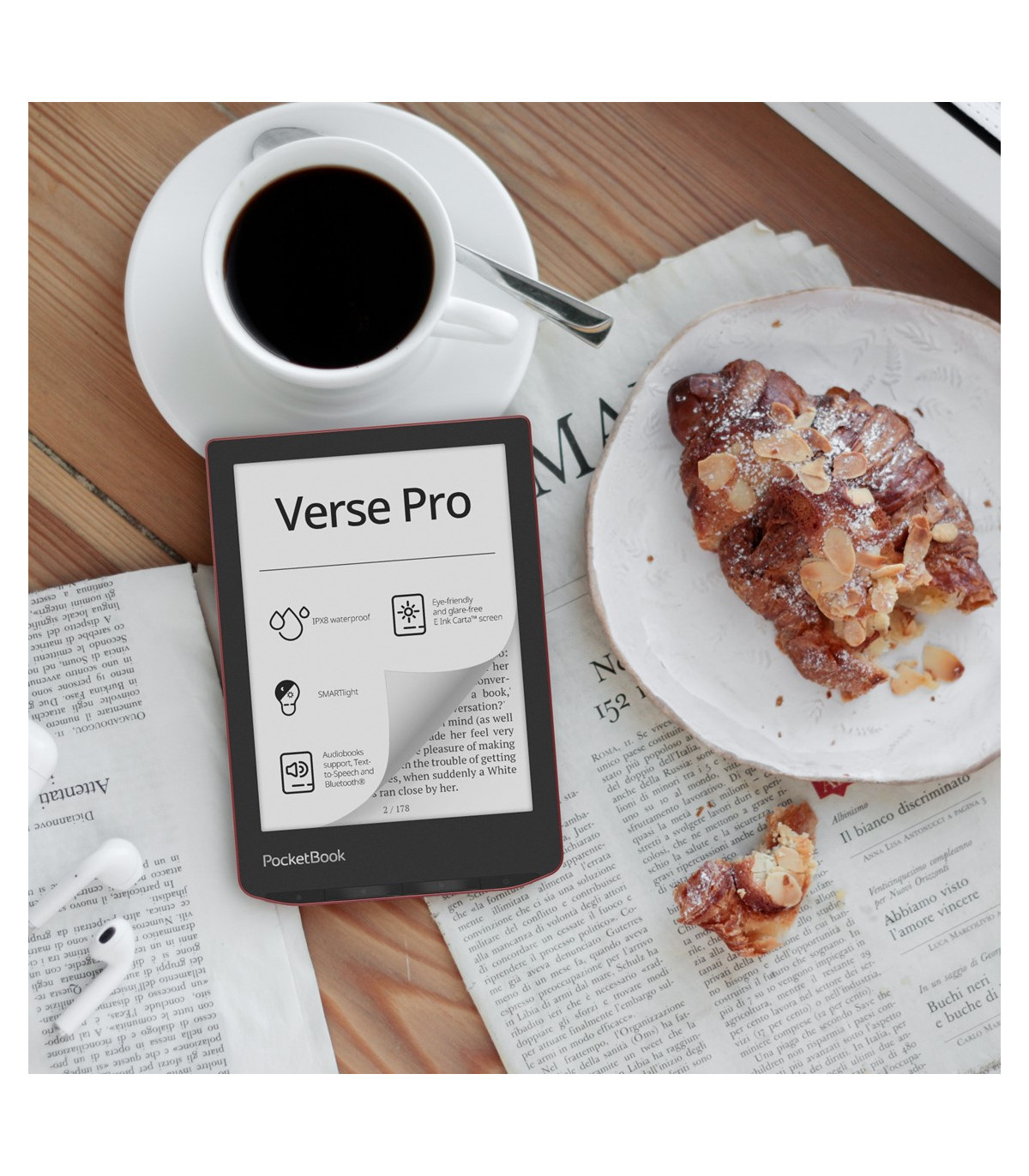 Libro electronico ebook pocketbook verse pro ereader 6 pulgadas 16 gb rojo - passion red