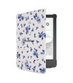 Pocketbook funda shell series verse + verse pro - patron flores blanco azul