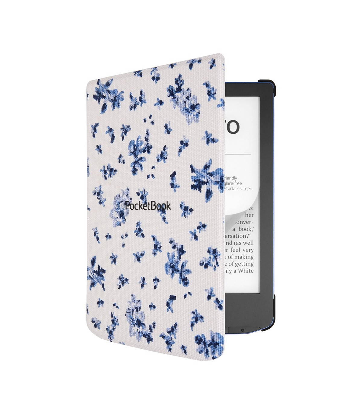 Pocketbook funda shell series verse + verse pro - patron flores blanco azul