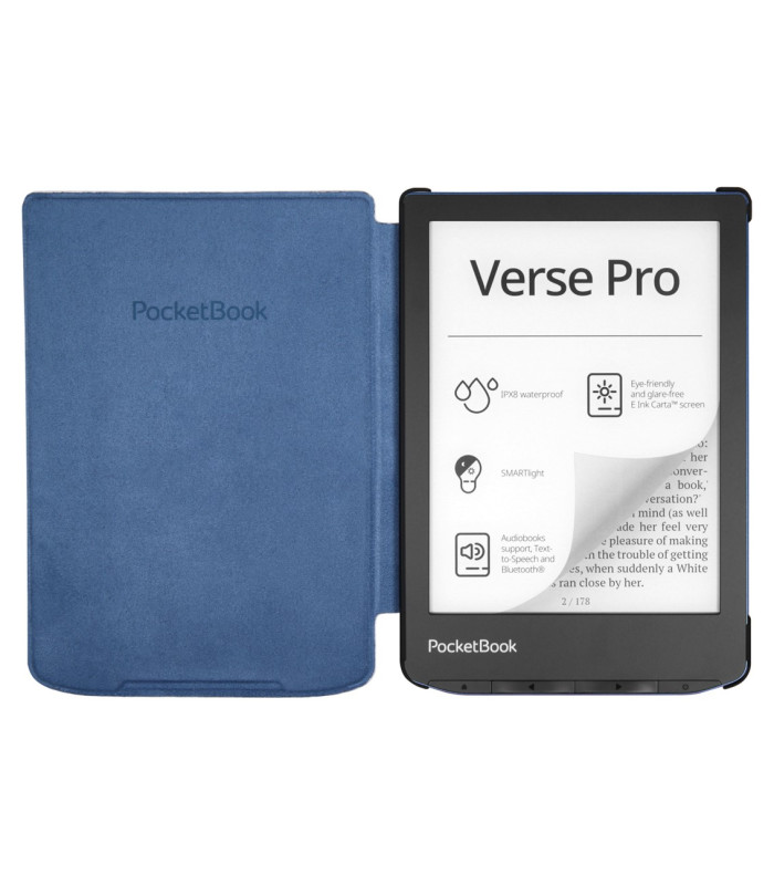 Pocketbook funda shell series verse + verse pro - patron flores blanco azul