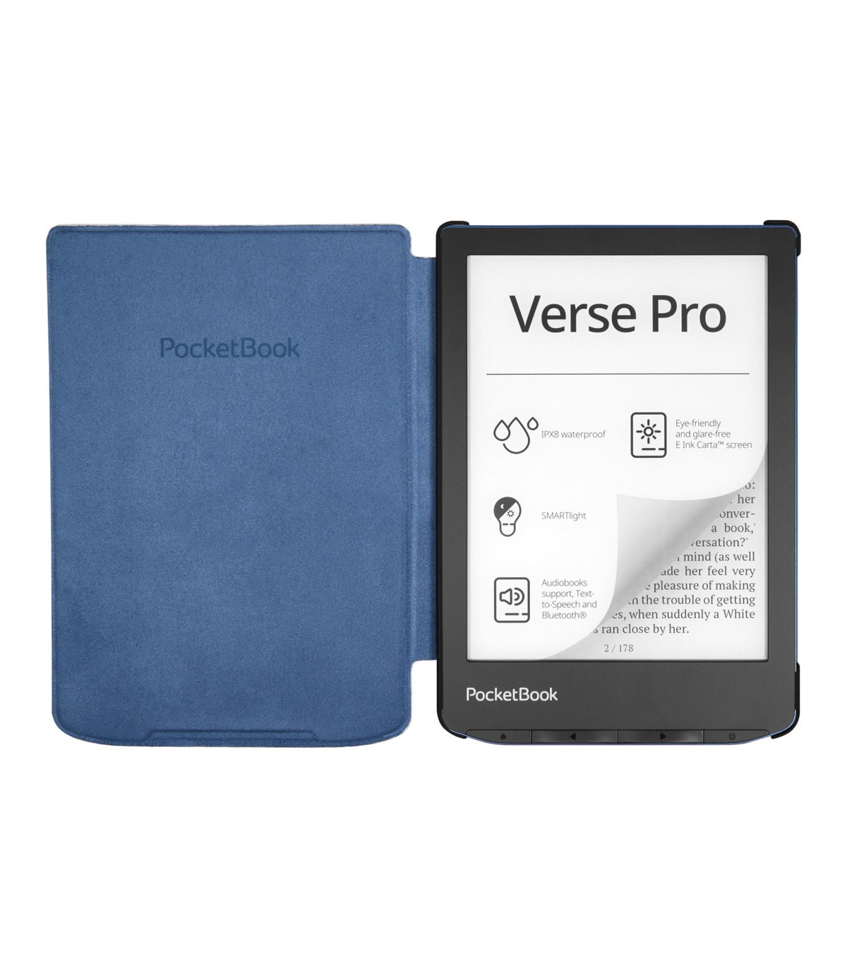 Pocketbook funda shell series verse + verse pro - patron flores blanco azul