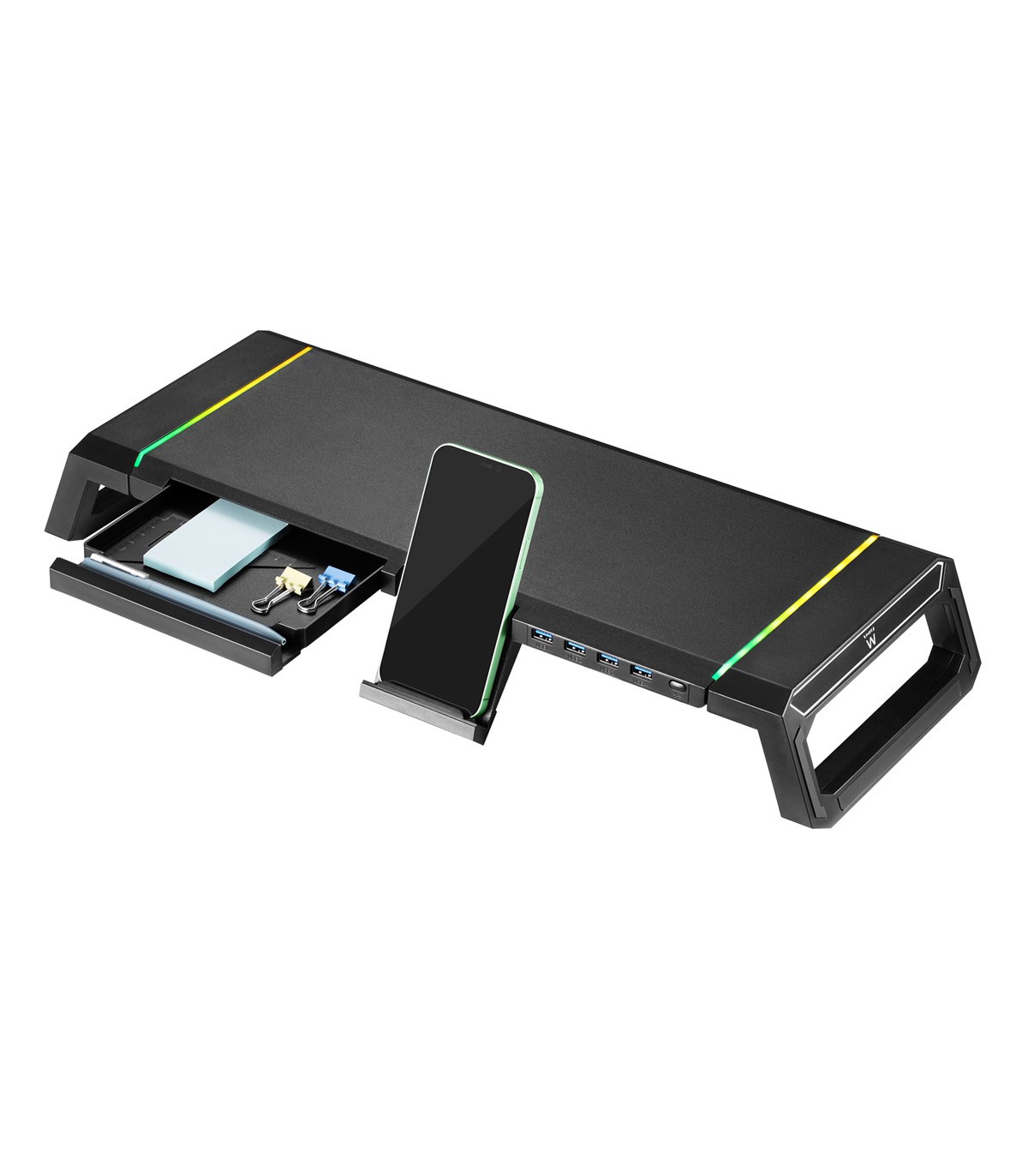 Elevador soporte monitor ewent ew1268 con cajon y soporte para smartphone