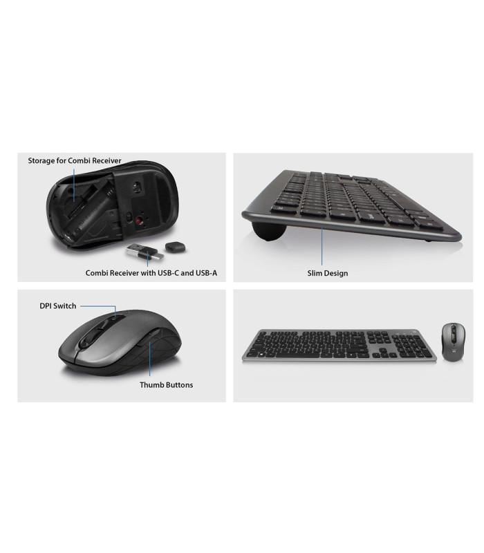 Kit teclado + mouse raton ewent ew3272 wireless inalambrico